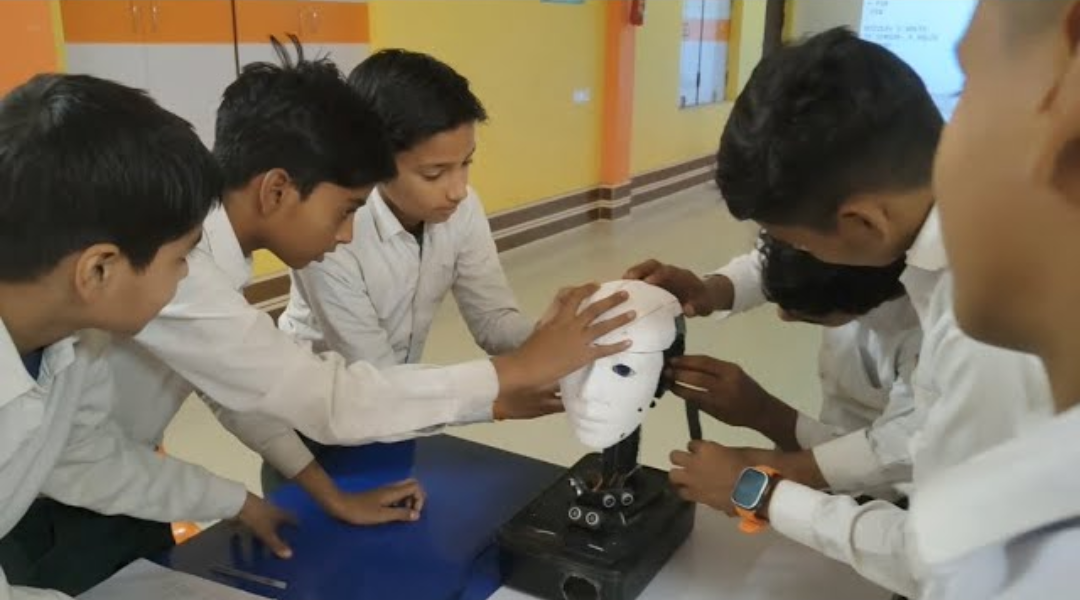 Students working on a hands-on project in the Atal Tinkering Lab